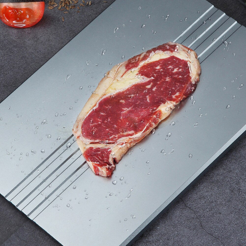 1pc avfrostningsbricka aluminiumlegering hållbar non-stick tiningsplatta tiningsbricka för snabbfryst mat
