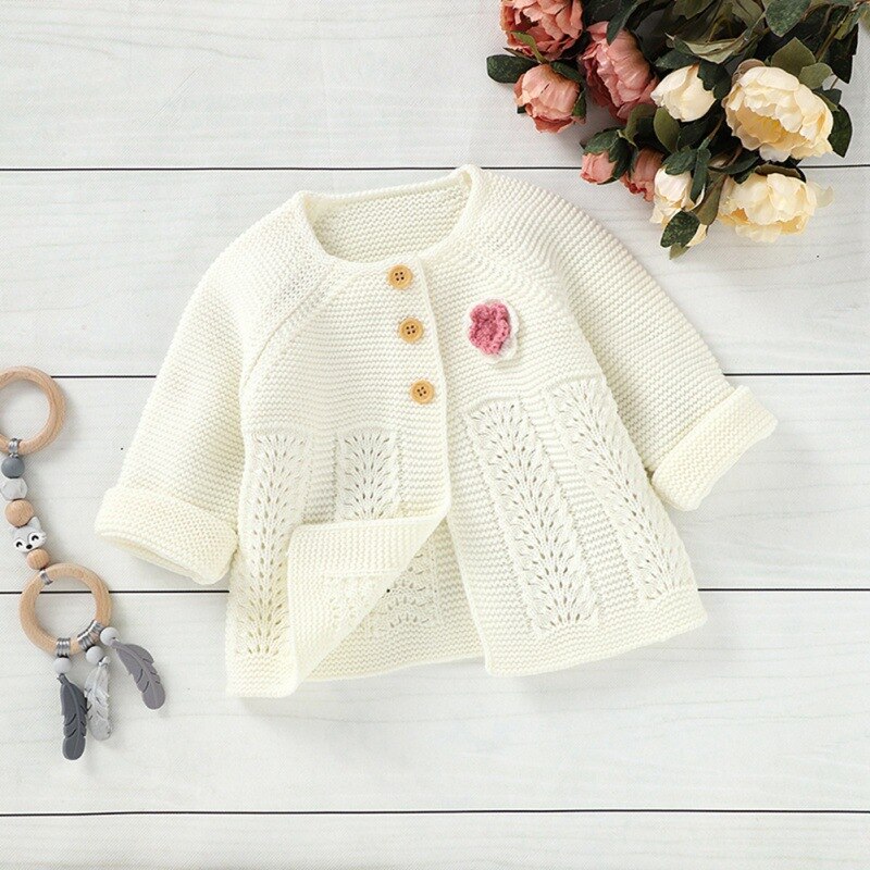 Baby Girl Sweater Child Autumn Winter Flower Sweater Cardigan Jacket Outwear Girls Cardigan