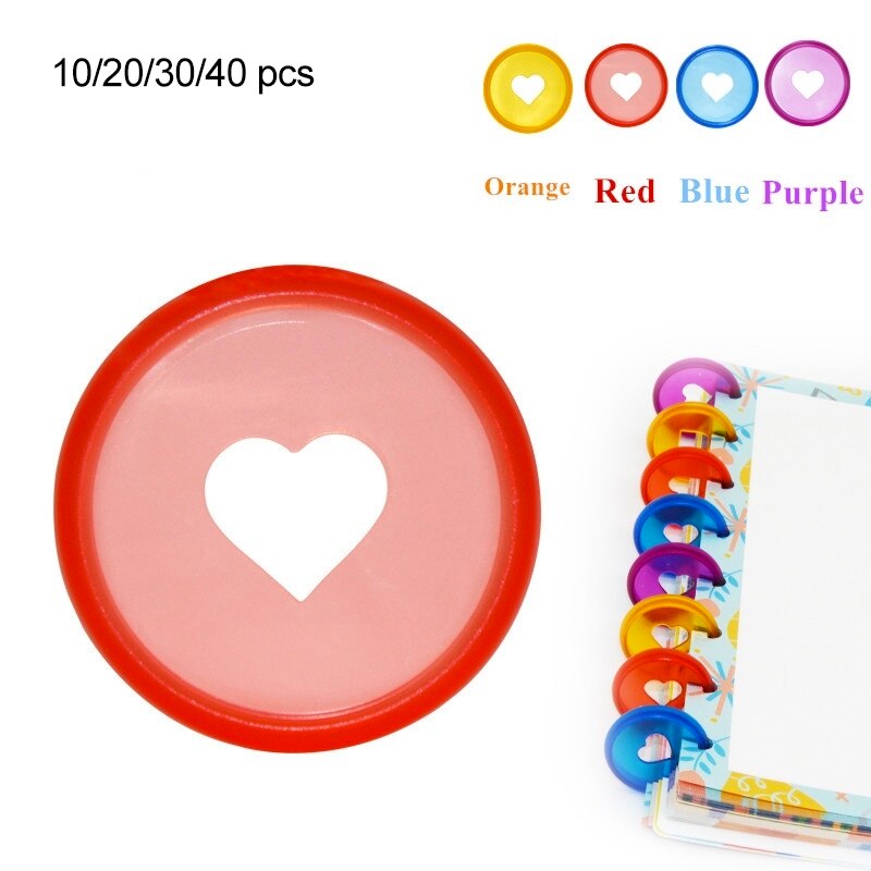 10/20/30/40 Pcs Candy Color Heart Disc Rings for Mushroom Hole Binder Discbound Notebooks Planner 28mm DIY Book Binding Supplies