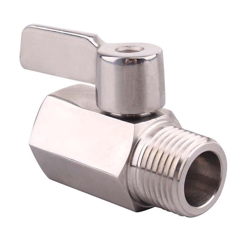 316 Stainless Steel Mini Ball Valve(1/2 inch Female x Male) NPT Thread, Water Flow Regulator Head Control Valve