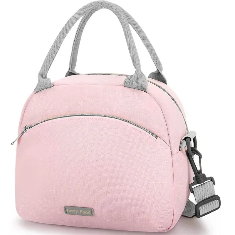 Lunch Bag Women Insulated Messenger Bag Men Waterproof Lunch Cooler Bag Insulated Lunch Box Portable Handbag Picnic Bento: Pink