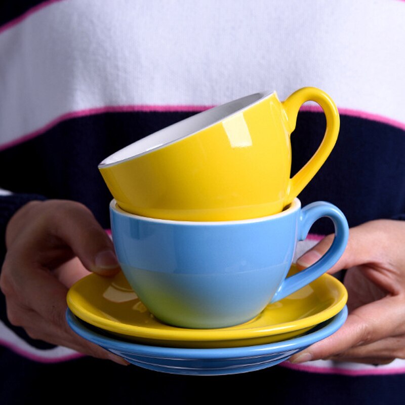 220ml høykvalitets keramiske kaffekopper kaffekoppsett enkelt europeisk stil cappuccino blomsterkopper latte krus