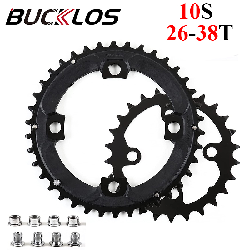 BUCKLOS 104/64 BCD plato de bicicleta 22T 24T 26T 32T 38T 42T 44T MTB plato 9S 10S rueda de cadena de bicicleta de montaña piezas de bicicleta: Rojo
