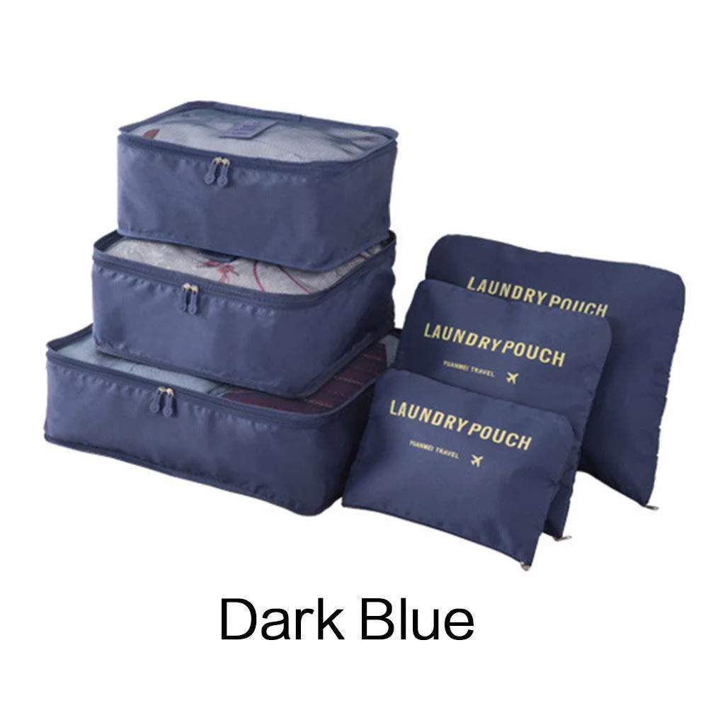 6Pcs/Set Travel Luggage Cubes Set - Foldable Storage Bags for Clothes, Shoes, Underwear, and Accessories, Suitcase Organizer