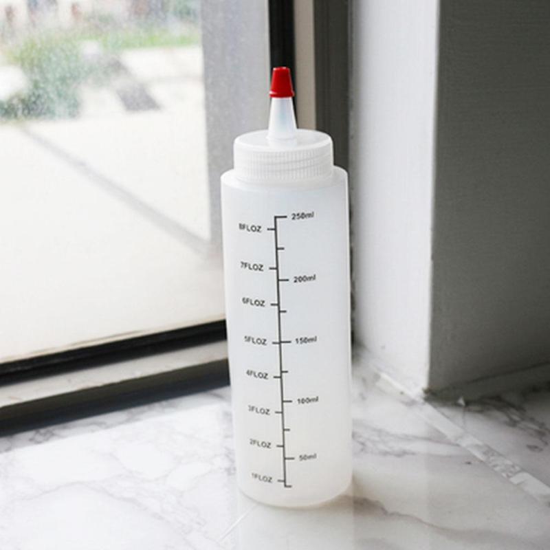 250ml tips flaske saus olje saus cruet beholder kjøkken tilbehør matlaging salat klem krydder dispenser med vektverktøy