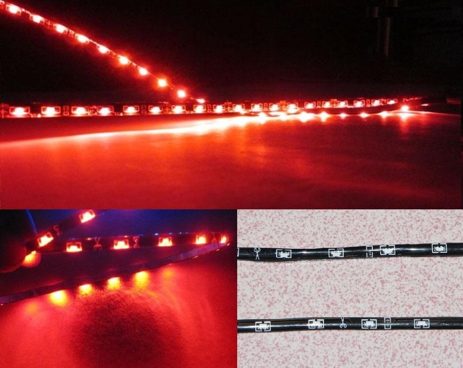 2 stks Rood 60 CM 30SMD Auto Auto Side Shine Emitting Flexibele DRL Licht Lamp LED Strip DC12V tiras de led