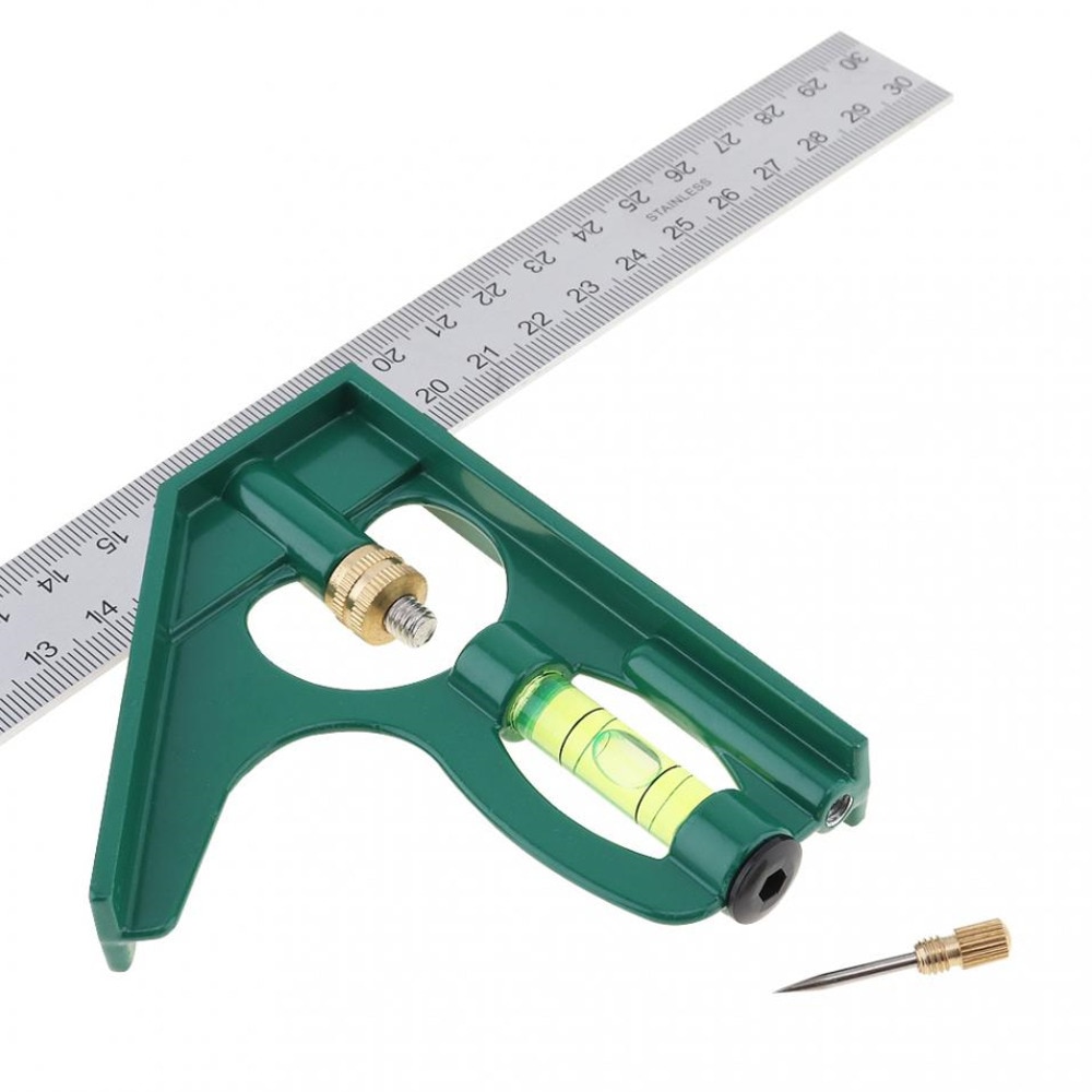 Multifunctional Angle Ruler Adjustable Combination Square Woodworking Ruler 12 Inch 300mm With Bubble Level Gauge Measuring Tool