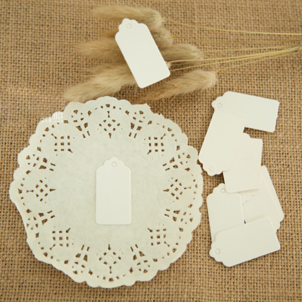 100Pcs Kraft Papier Label Hoofd Label Aandacht Diy Blanco Prijskaartje Verjaardag Wedding Party Papieren Kaart Levert: WHITE