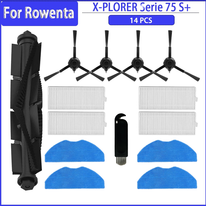 Belangrijkste Zijborstel Filter HEPA Mop Doek Voor Rowenta X-PLORER 75S + RR8567WH RR8587WH Robot Stofzuiger Onderdelen accessoires: Rood