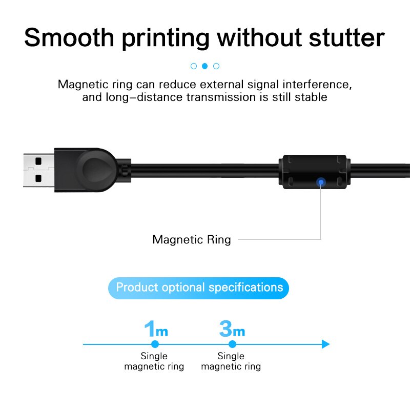Ankndo usb 2.0 printerkabel til kamera epson hp canon printerledning 1m 3m høj speedextension kabel printer dataoverførsel cabl