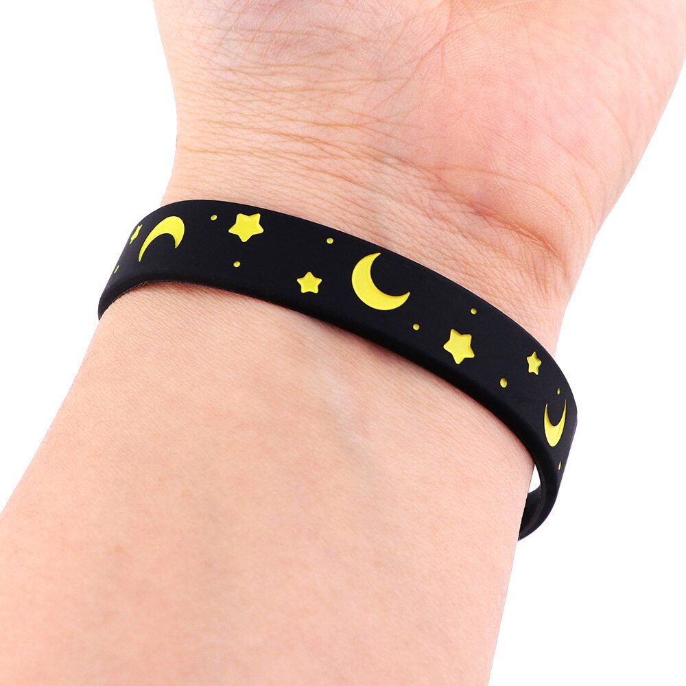J3392 Sterne und mond nacht Armbänder modisch Silikon Gummiband Armbänder Hand Armreif Männer Frauen Schmuck
