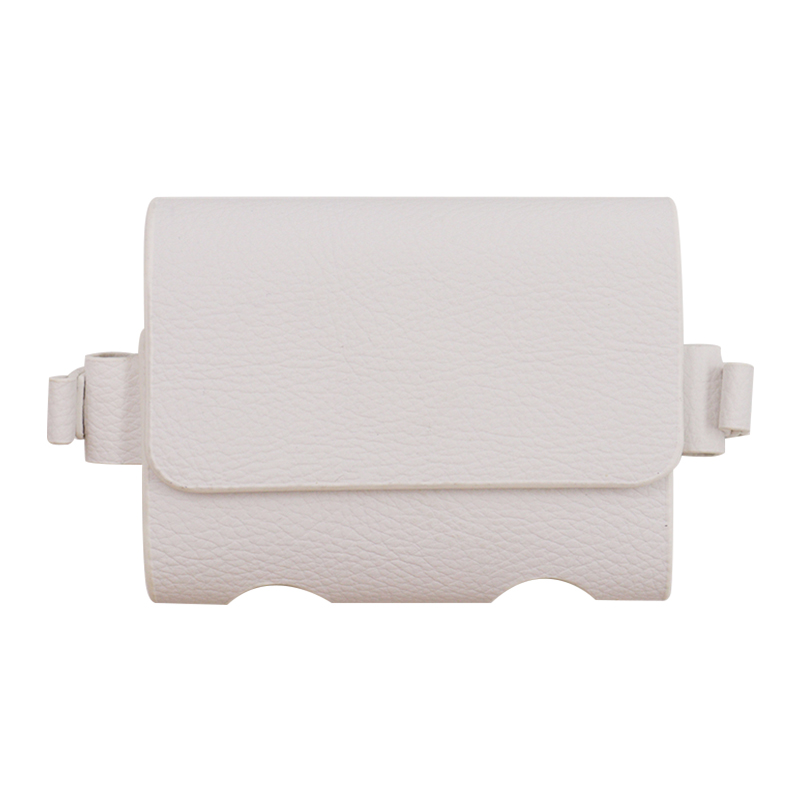 Golfväskor, resefodral, golfbollsväska, bärbar midjeväska i pu-läder för 2 golfbollar och 4 golftees: Vit