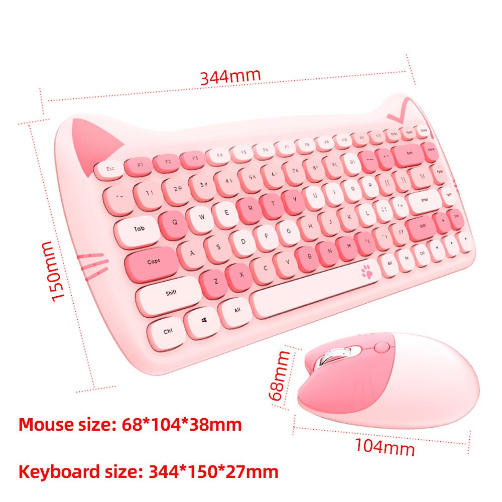 2,4G Wireless Tastatur Maus Set 84 Tasten Gaming Tastatur Nette Katze Ohren Drahtlose Tastatur Maus Set für PC Desktop laptop Tablet