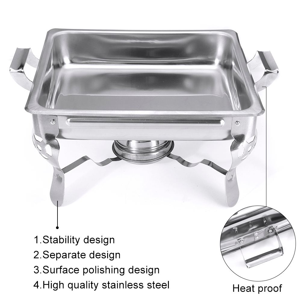 6L Stainless Steel Square Buffet Stove Chafing Dish Buffet Stoves Caterer Food Warmer Burner Tray Wedding Party