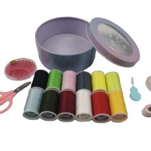 Sewing Machine Thread Kit With Roud Steel Box With All Sewing Supplies Tools