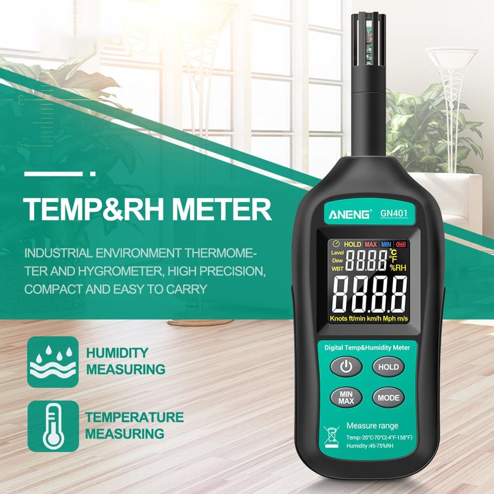 GN401 Mini Temperature Humidity Meter Handheld No Contact Precision Digital Air Thermometer Hygrometer Gauge Tester