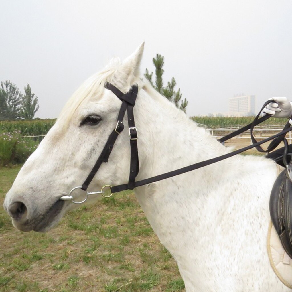 Aftagelig snaffle nylon bånd fleece indpakket svamp pude beskyttende hest udstyr hest hovedtøj tøjler: Sort l