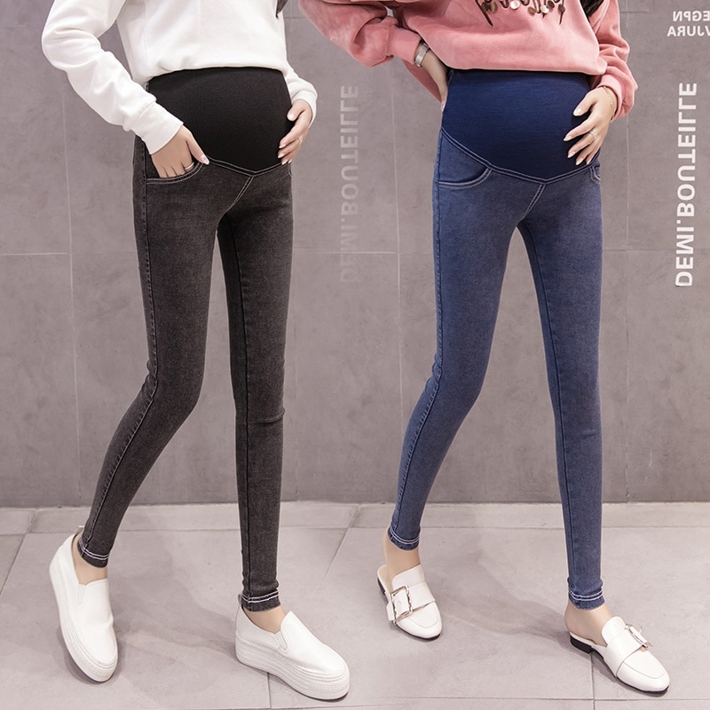 Pantaloni da donna incinta pantaloni a matita in denim imitazione autunnale primavera e autunno 2019 nuovi pantaloni in gravidanza con piedi sottili