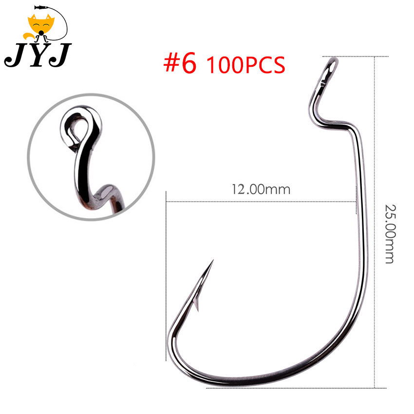 JYJ 100 pièces beaucoup d'hameçon de pêche offset, # 5/0 # 1/0 # 1 ... # 8 toutes tailles d'acier à haute teneur en carbone pour appâts à ver souple avec de grands yeux: Violet