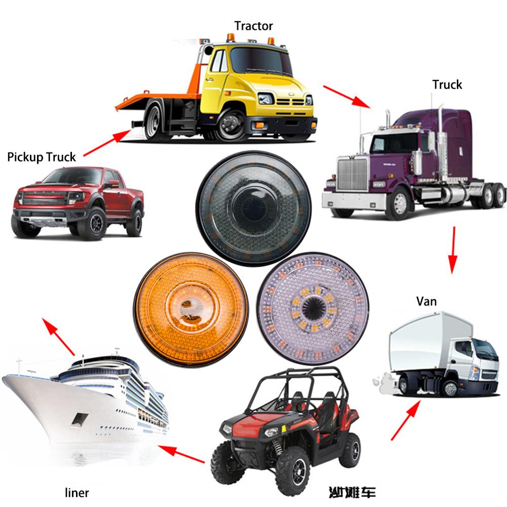 1pc bil varsellys lastebil tilhenger bak hale bremse stopp markeringslys indikator 24 led rund reflektor dobbel farge 12v