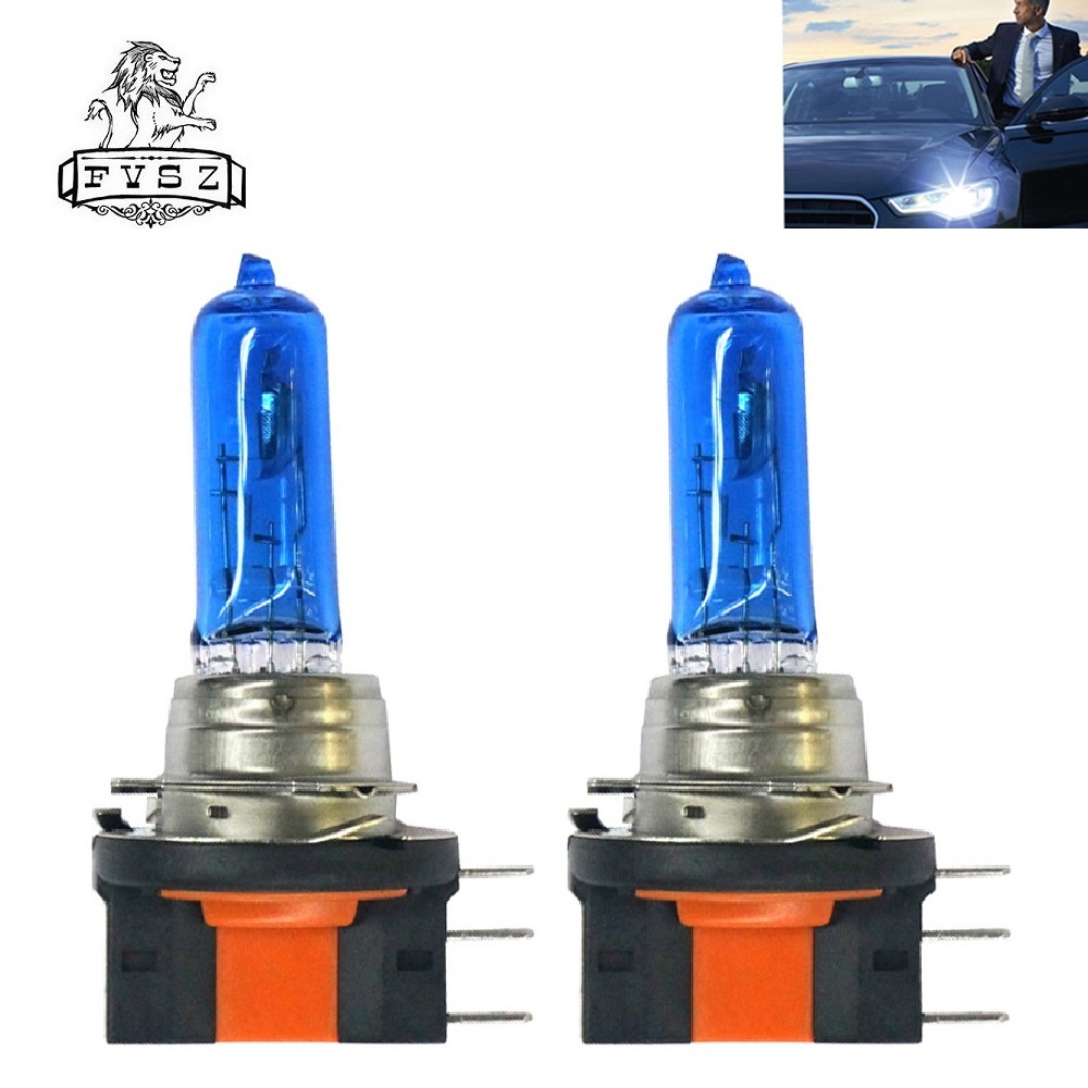 2Pcs H15 12V 15/55W Cars headlights halogen lamps Dark Blue Glass for golf Headlamp fog lamp high light bulb white