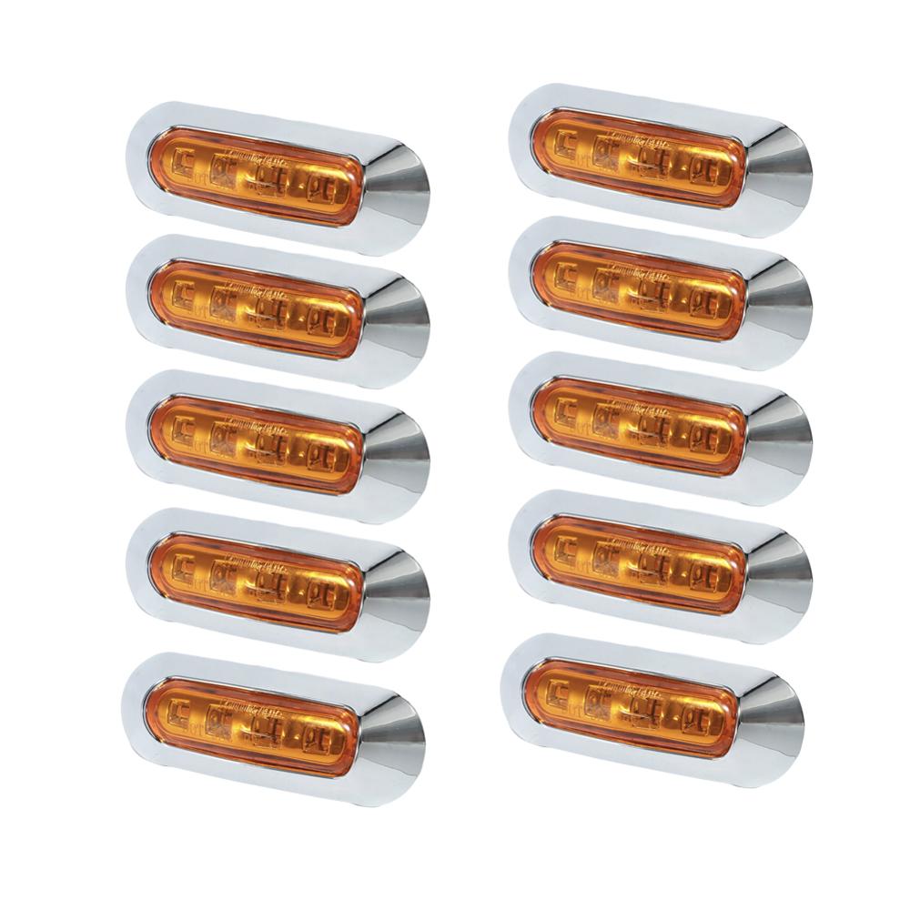 10Pcs Amber 4 Smd 12/24V Led Side Marker Achterlicht Ontruiming Lamp Truck Trailer