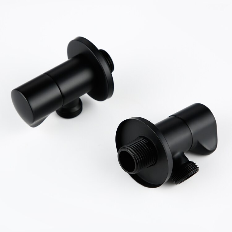 Massief Messing Goud/Zwarte Hoek Kleppen 1/2 "Man X 1/2" Mannelijke Badkamer Bidet Valve Mat Zwart Vulling valve Badkamer Accessoires