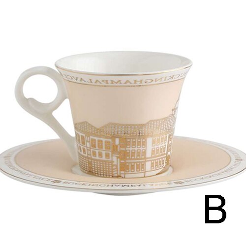 Europese Bone China Koffie Set Thee Kop En Schotel Set Retro Koffiekopje Porselein Koffie Reizen Cup Drinkware J: B