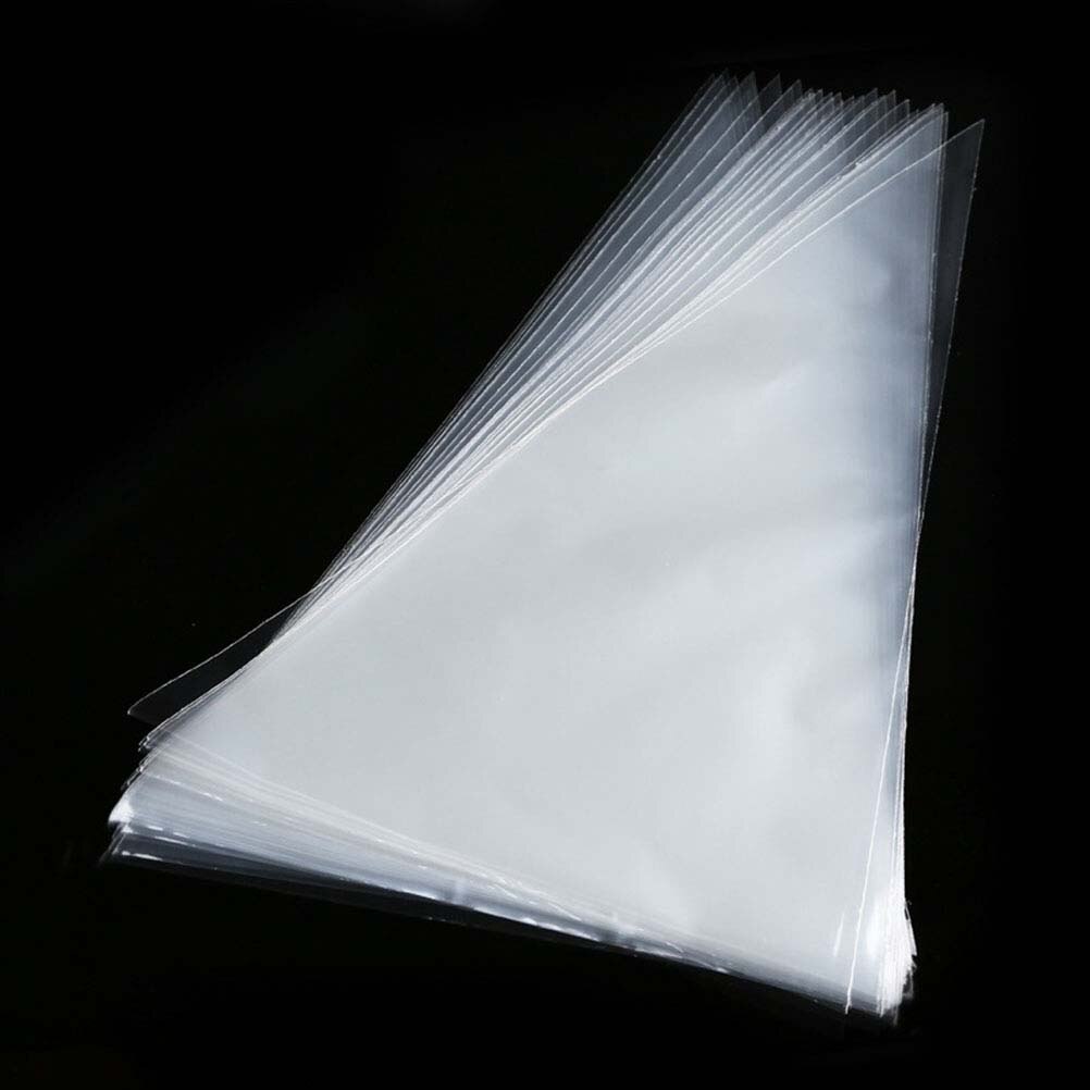 100 Pcs Cellophane Bags Transparent Triangle OPP Plastic Treat Bags Food Packaging Bags Candy Bags With Twist Ties For Fruit