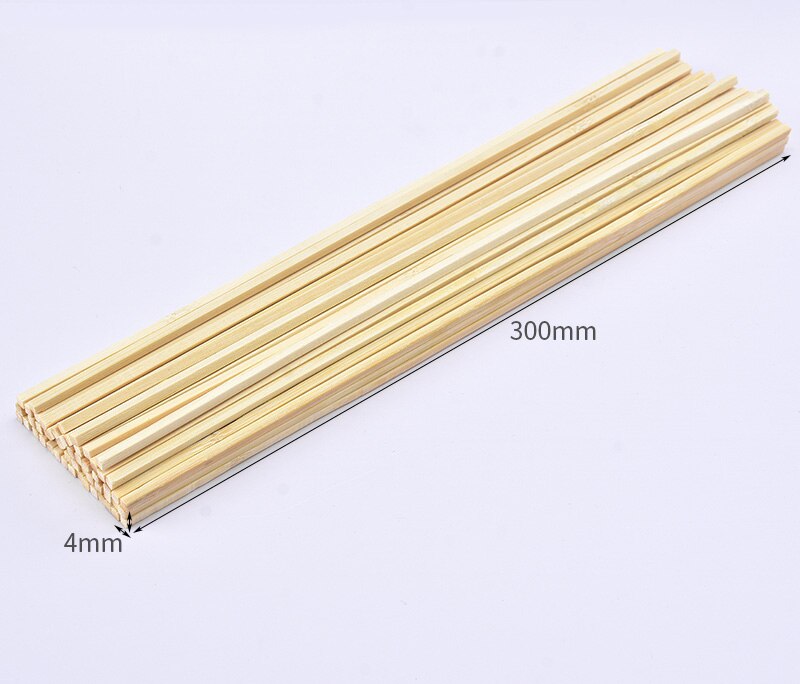 50 Pcs Round Bamboo Wooden Stick Rod Square Strip For Crafts Food Model Making For DIY Food Craft Useful Wood For Home DIY: B4