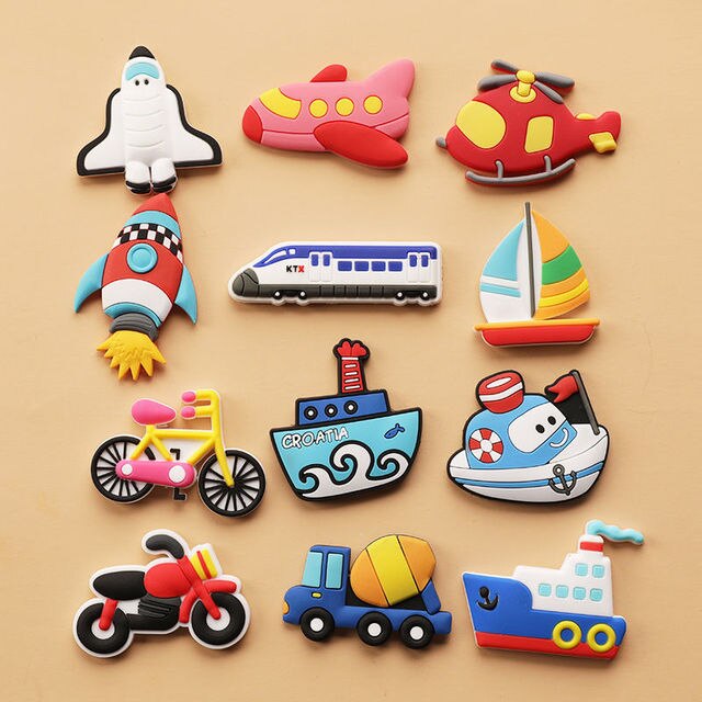 3D Cartoon Fridge Magnets PVC Food Refrigerator Magnetic Sticker Set Home Decor Fridge Magnetic Stickers Kids: F 12pcs