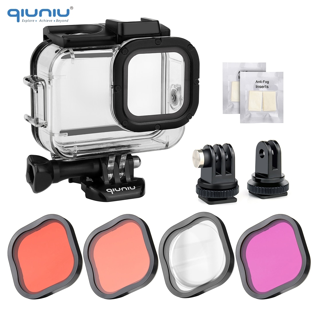 Qiuniu Waterproof Case Voor Gopro Hero 9 10 Zwart Onderwater Beschermende Behuizing Case Met Lens Filter Go Pro 9 10 accessoires