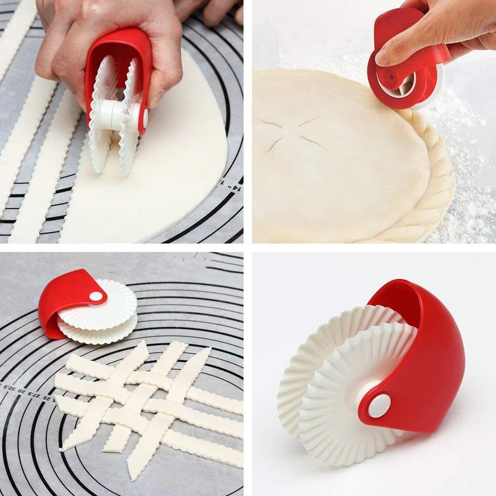 Pizza Pastry Lattice Cutter Pastry Pie Decor Cutter Plastic Wheel Roller for Crust Baking Cutter Kitchen Accessories Tool Gadge