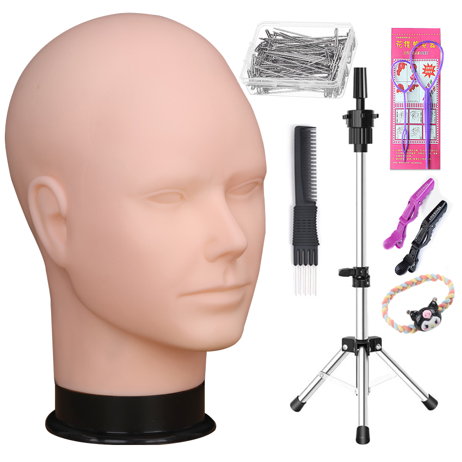 Mannequin Head With T-pin Wig Cap Tripod For Women Making Wig Hat Glasses Mask Display Cosmetology Manikin Head Makeup Practice: Middle Brown