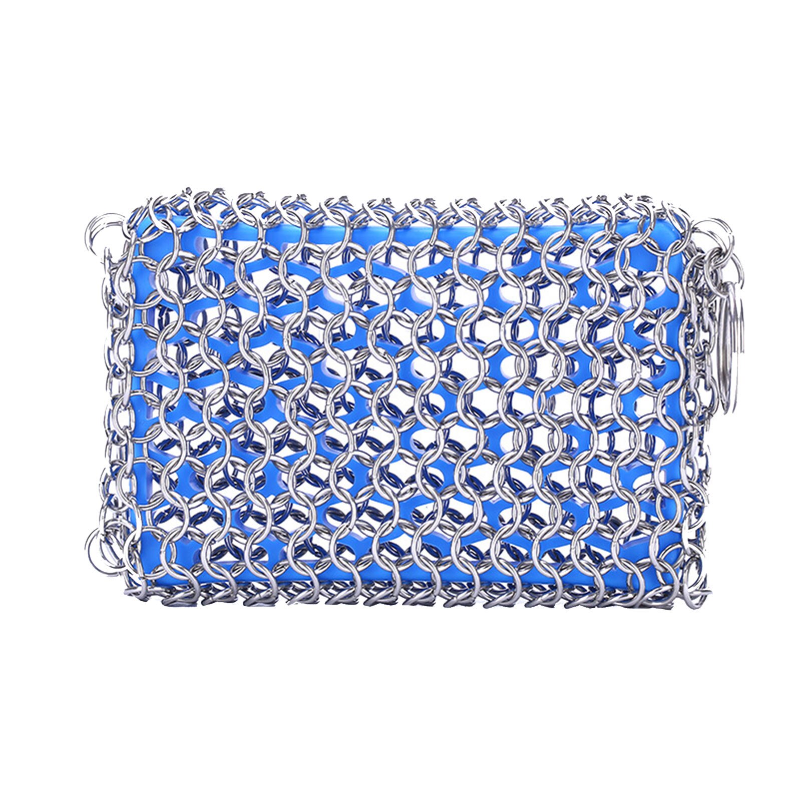 Cast Iron Cleaner & Emery Sponge Chainmail Scrubber Stainless Steel Scraper Steel Rusts Remover Scraper Kit Metal Cleaning Tools: Blue