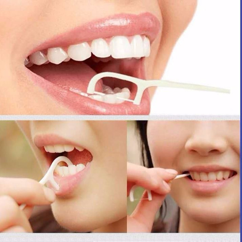 50/100 Pcs Bow Shape High Tension Dental Flosser Interdental Cleaning Tool Ultra-fine Flossing Teeth Stick Toothpicks Oral Clean