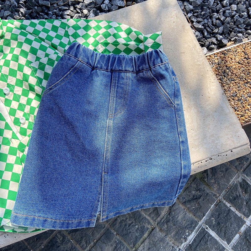Primavera autunno ragazze gonna di jeans gonna per bambini pantaloni per bambini bambini abiti Vintage moda fessura frontale lavata 1-6Y: 24M (80-90cm)