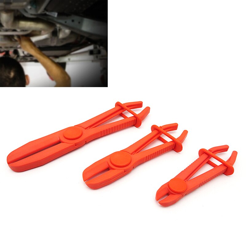 3pcs Brake Fuel Water Line Clamps Nylon Hose Tube Clamp Tool Set Pinch-Off Pliers Kit Red Car Auto Tools Hands Free
