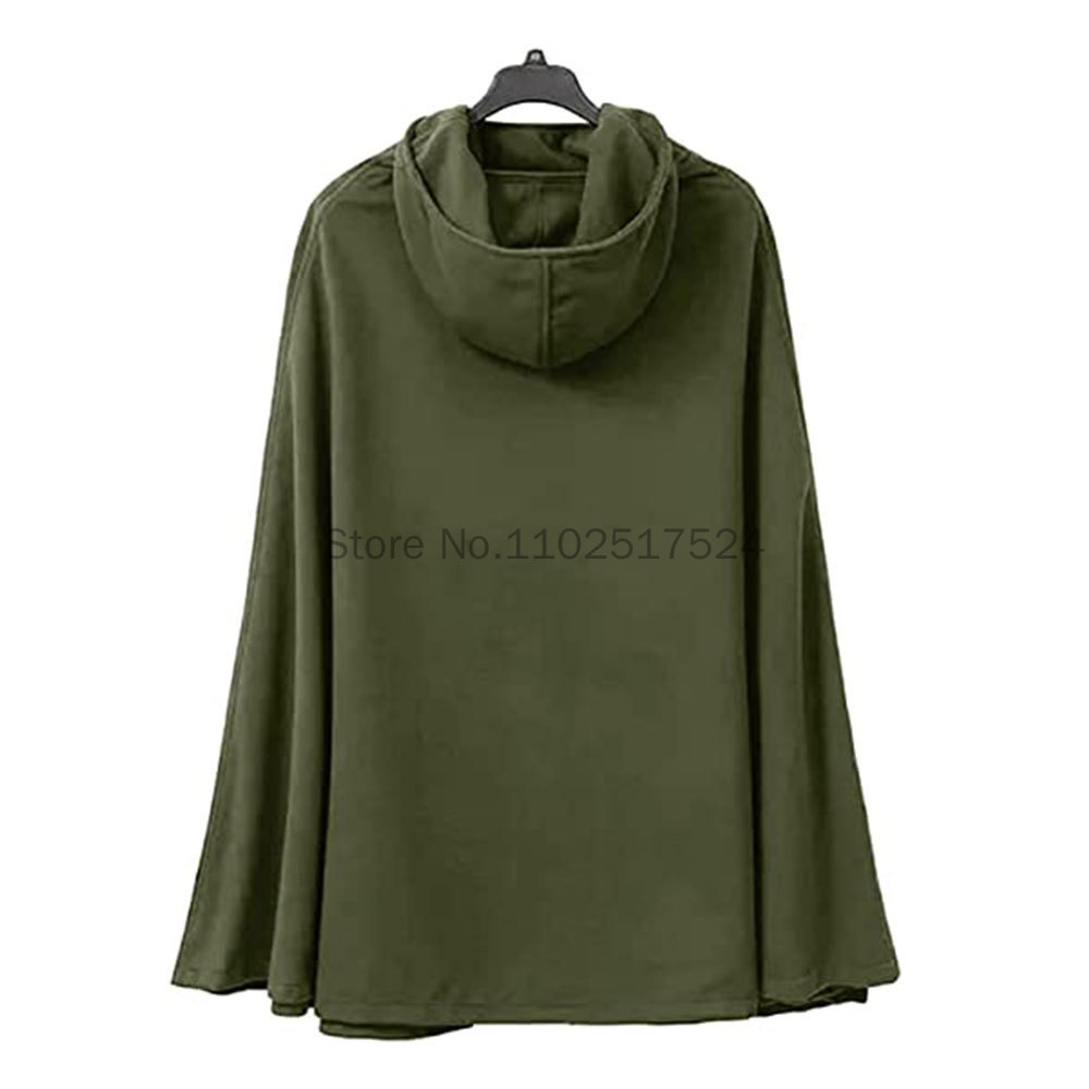 Mantello gotico con cappuccio moda medievale per uomo donna cappotto di lana con forchetta alta senza maniche nero mantello Cosplay di Halloween