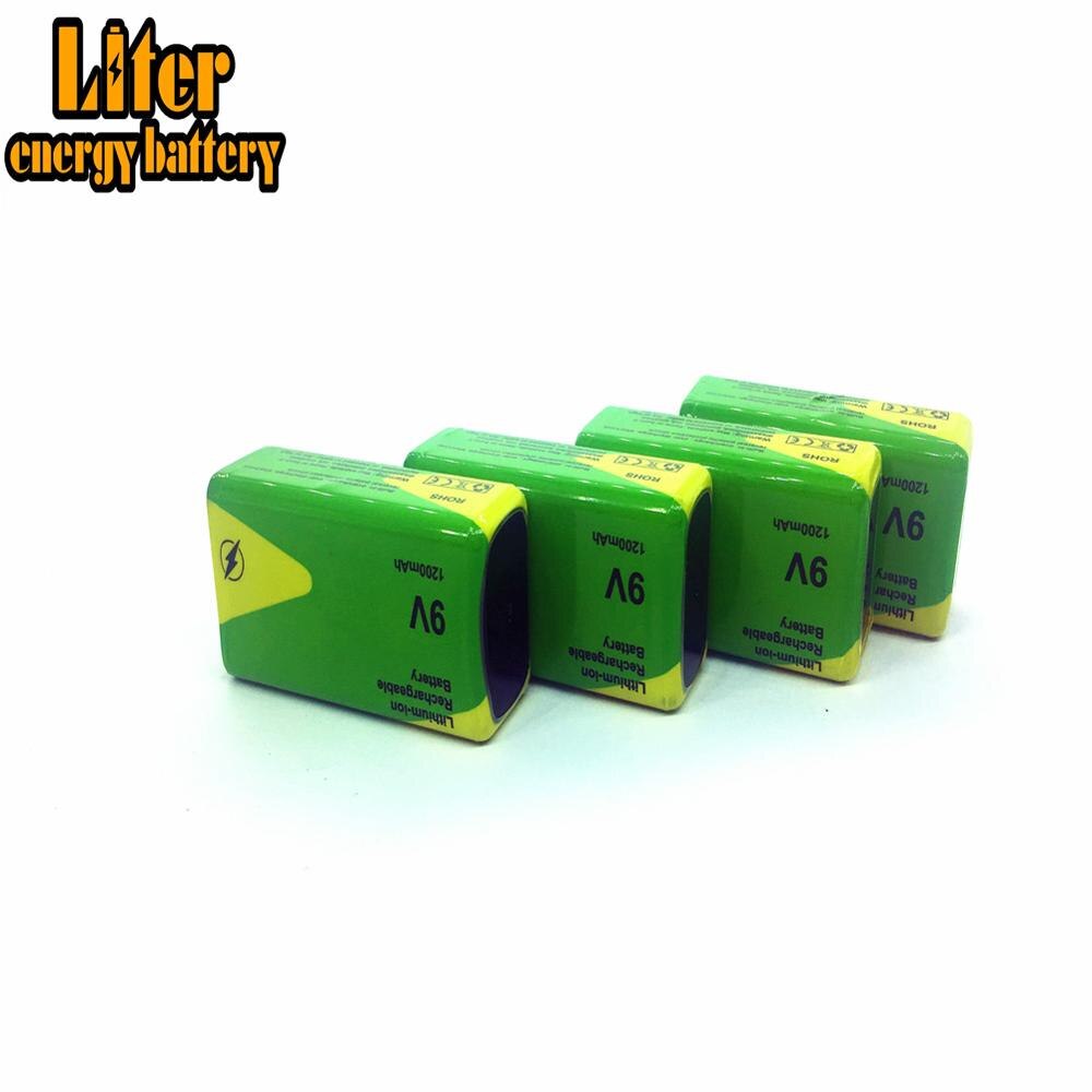 1/2/4 stuks Hoge Capaciteit 1200mah 9v Volt Oplaadbare Ni-Mh Batterijen 9 Voltage Nimh Instrumenten rookmelder Batterey Pack