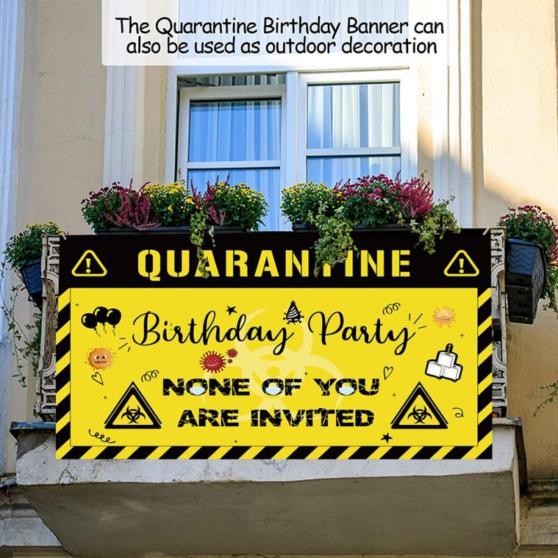 Happy Birthday Quarantine Birthday Decorations Banner - Social Distancing Backdrop Birthday Party Idea Supplies