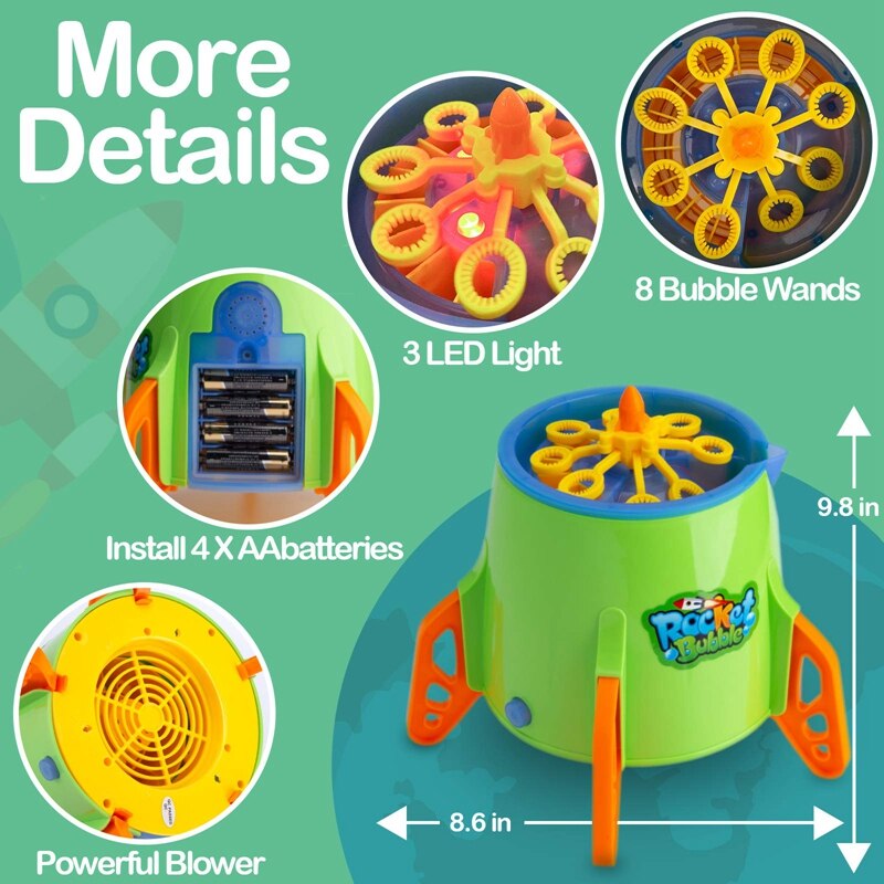 Automatische blasiert Maschine Rakete blasiert Gebläse Blasen mit Musik &Ampere; Licht blasiert Hersteller für Kleinkinder freundlicher draussen drinnen