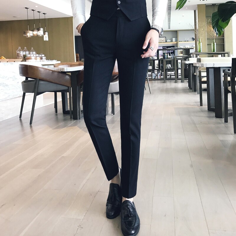 High-end Brand Men's Boutique Solid Color Formal Business Suit Pants Men's Casual Trousers Male