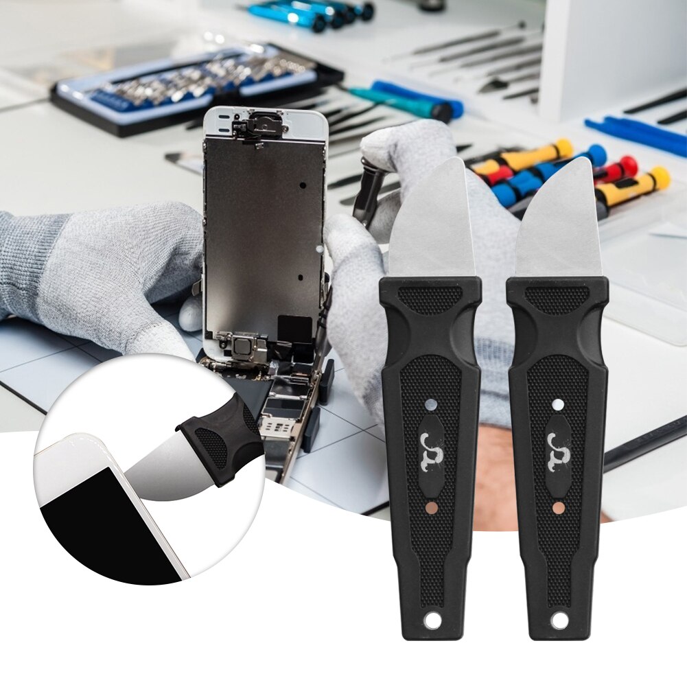 Metalen Wrikken Blade Opener Met Rubberen Handvat Lcd-scherm Teardown Cutter Demonteren Reparatie Tool Voor Mobiele Telefoon Tablet Pc