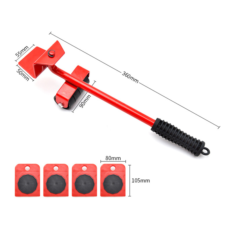Meubilair Mover Set Meubelen Mover Tool Vervoer Lifter Zware Voeders Moving Wiel Roller Bar Handgereedschap 5 Pcs Set