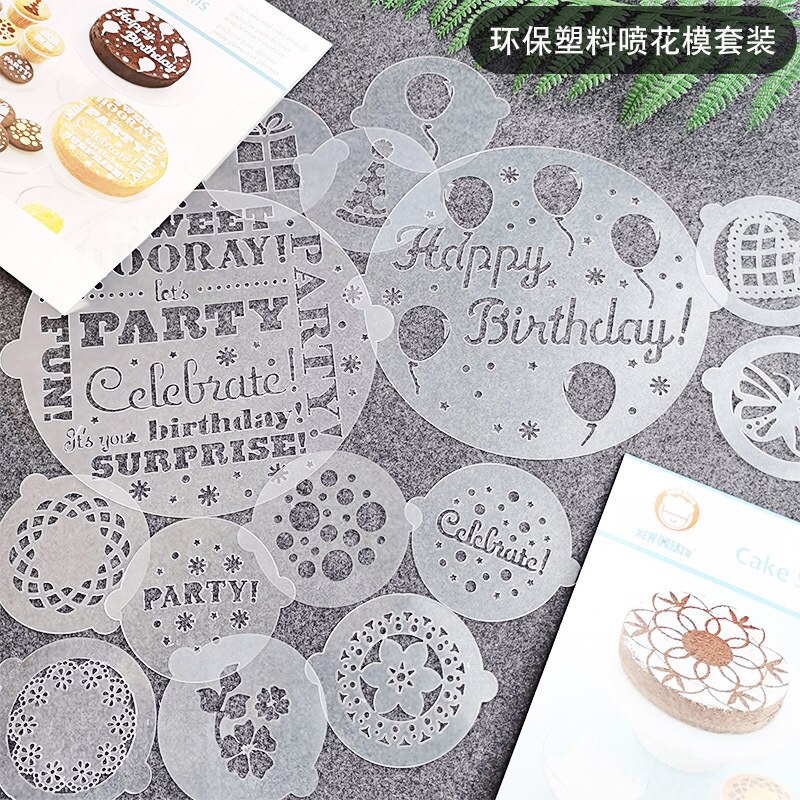 8 Stuks Cafe Cake Schuim Spuiten Template Barista Stencils Decoratie Tool Garland Mold Koffie Afdrukken Bloem Model