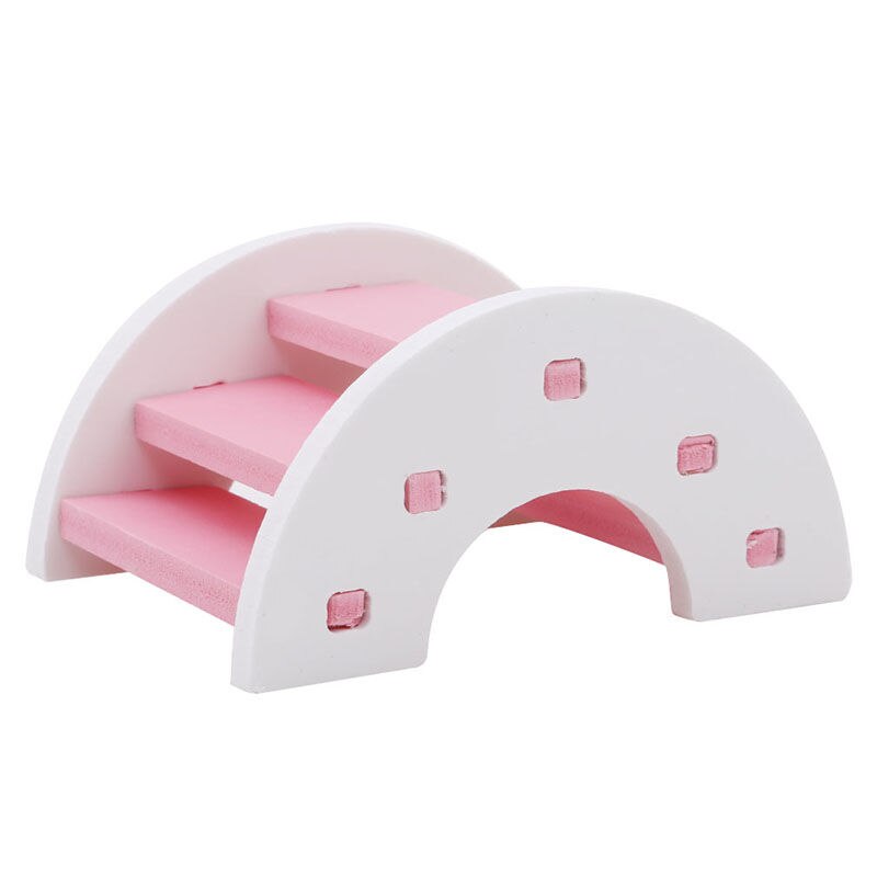 Hamster Ladder Rainbow Bridge Pet Toys Wooden Bridge Hanging Toys Small Animals Cage Accessories Hamster Seesaw Ladder Rainbow: pink02