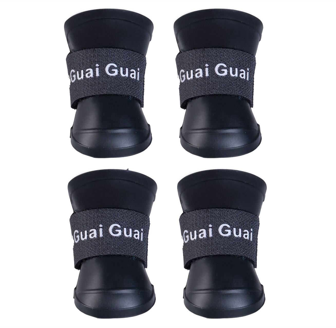 US 4pcs Pet Dog Rubber Rain Boots Anti-slip Waterproof Snow Shoes Paw Protector: Black / S