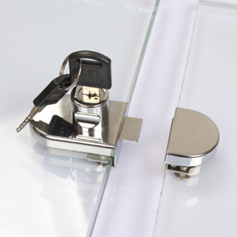 Cerraduras para vitrina de vidrio, aleación de Zinc, puerta simple/doble, sin necesidad de taladrar, fácil de instalar