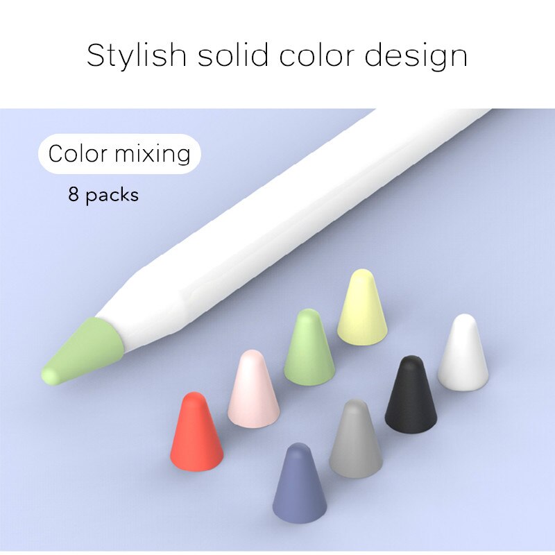 8 stuks potloodpuntbeschermers voor apple pencil 2nd, 1st mute siliconen penpuntbeschermer voor potloodhoes, screenprotector voor ipad pro-hoes